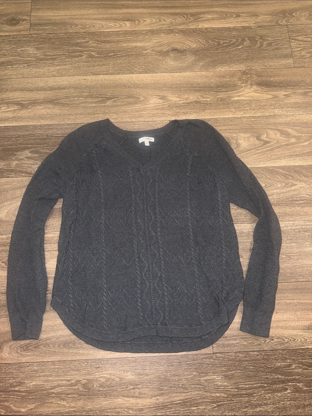 Sonoma Charcoal Cable Knit V-Neck Sweater